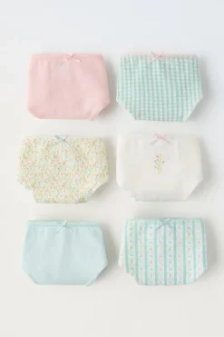 6-14 ANOS / PACK DE SEIS CUECAS AOS QUADRADOS E ESTAMPADO FLORAL-ZARA Online