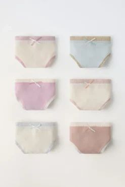 6-14 ANOS/ CONJUNTO DE SEIS CUECAS COM NERVURAS E LACINHO-ZARA Outlet