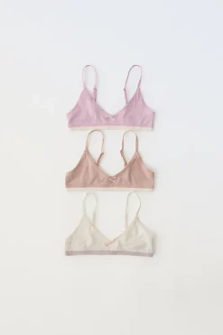 9-14 ANOS/ CONJUNTO DE TRÊS TOPS COM NERVURAS E LAÇO-ZARA Cheap