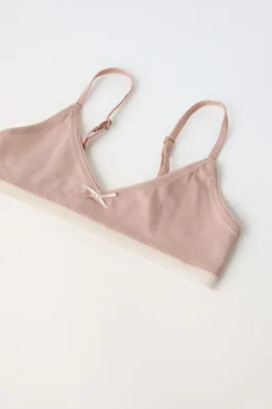 9-14 ANOS/ CONJUNTO DE TRÊS TOPS COM NERVURAS E LAÇO-ZARA Cheap