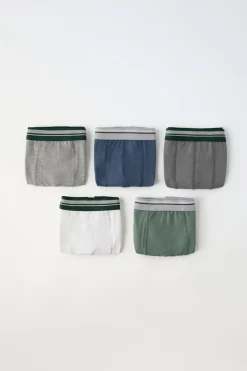 6-14 ANOS/ PACK CINCO BOXERS ÀS RISCAS-ZARA Hot