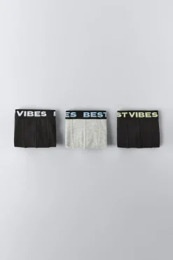 8-14 ANOS/ PACK DE TRÊS BOXERS COM MENSAGEM-ZARA Cheap