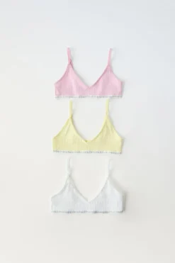 9-14 ANOS/ PACK DE TRÊS TOPS COM ESTRUTURA E FLORES-ZARA Cheap