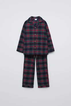 6-14 ANOS/ PIJAMA AOS QUADRADOS DE FLANELA-ZARA Hot