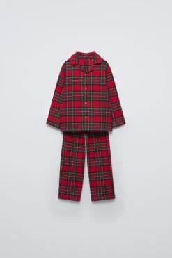 3-6 ANOS/ PIJAMA DE FLANELA AOS QUADRADOS-ZARA Best Sale