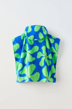 4-14 ANOS/ PONCHO EM TERRYCLOTH COM FLORES-ZARA Best Sale