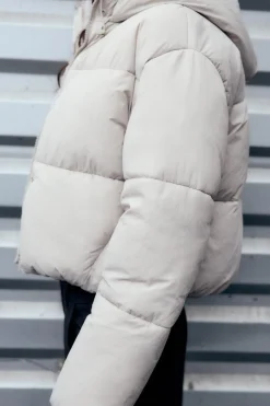 ZARA Winter Layersnew|Sobretudos / Anoraques^ANORAQUE ACOLCHOADO IMPERMEÁVEL Cru