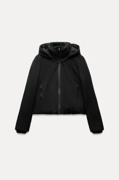 ZARA Sobretudos / Anoraques^ANORAQUE CURTO WATER AND WIND PROTECTION Preto