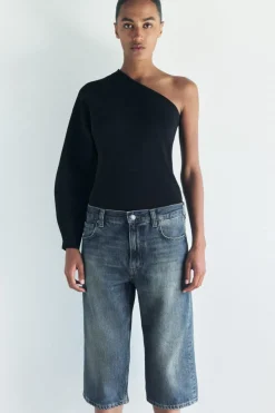 ZARA Saias / Calções^BERMUDA DENIM ZW COLLECTION CINTURA BAIXA Azul-médio