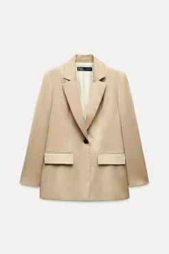 ZARA Blazers / Coletes^BLAZER ACETINADO OVERSIZE torrado