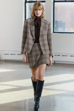 ZARA Blazers / Coletes^BLAZER AOS QUADRADOS ZW COLLECTION AREIA/CASTANHO