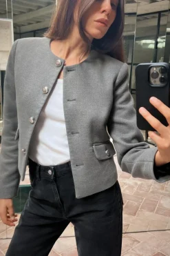 ZARA Blazers / Coletes^BLAZER BOTÕES METÁLICOS Cinzento