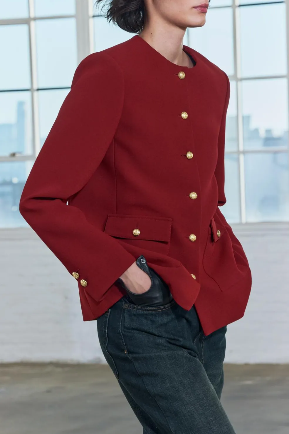 ZARA Blazers / Coletes^BLAZER BOTÕES ZW COLLECTION Borgonha