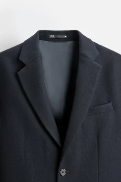 ZARA Blazers^BLAZER COM ESTRUTURA COM LÃ Azul-marinho