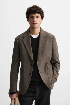 ZARA Blazers^BLAZER COM ESTRUTURA TWILL Torrado-escuro