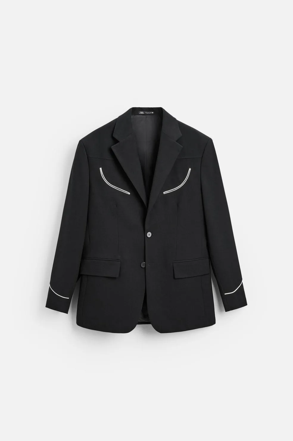 ZARA Blazers^BLAZER COM LINHAS VIVAS EM CONTRASTE Preto