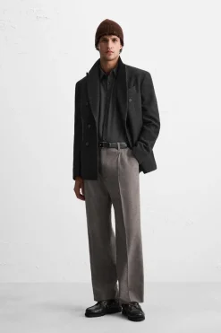ZARA Blazers^BLAZER CRUZADO DE LÃ Cinzento-antracite
