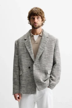 ZARA Blazers^BLAZER CRUZADO ESTRUTURA Preto