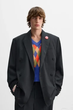 ZARA Blazers^BLAZER CRUZADO FATO X HARRY LAMBERT Azul-marinho
