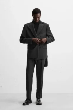 ZARA Blazers^BLAZER CRUZADO SMOKING Preto