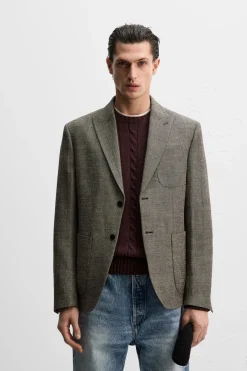 ZARA Blazers^BLAZER DE ESTRUTURA EM LINHO - LÃ Terra