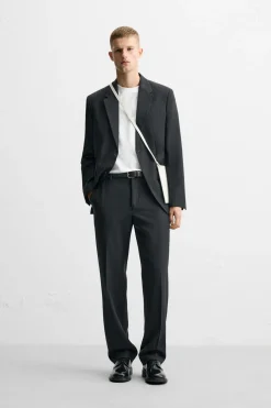 ZARA Blazers^BLAZER DE FATO 100% LÃ Azul-marinho