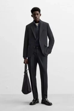 ZARA Blazers^BLAZER DE FATO COM LÃ Azul-marinho
