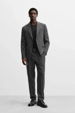 ZARA Blazers^BLAZER DE FATO DE LÃ FLANELADA Cinzento