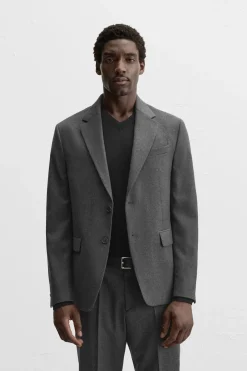 ZARA Blazers^BLAZER DE FATO DE LÃ FLANELADA Cinzento