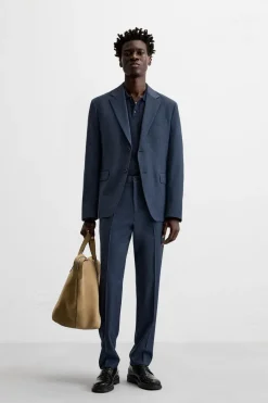 ZARA Blazers^BLAZER DE FATO EM PATA DE GALO Azul