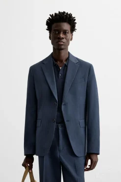 ZARA Blazers^BLAZER DE FATO EM PATA DE GALO Azul