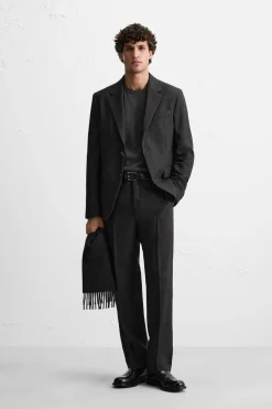 ZARA Blazers^BLAZER DE FATO EM SARJA DE LÃ Cinzento-antracito