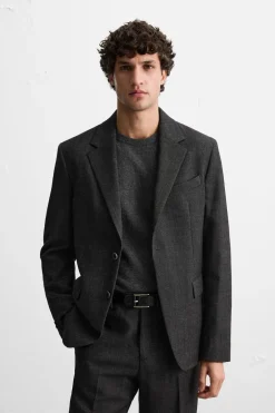 ZARA Blazers^BLAZER DE FATO EM SARJA DE LÃ Cinzento-antracito