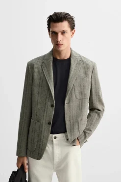 ZARA Blazers^BLAZER ESPIGA ALGODÃO - LÃ Terra