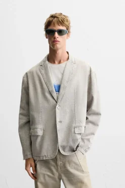 ZARA Blazers^BLAZER ESTRUTURA LAVADA Cinzento-claro