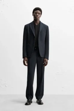 ZARA Blazers^BLAZER FATO FLANELA Azul-marinho