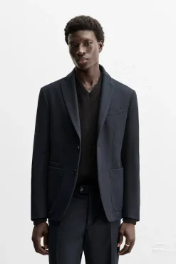 ZARA Blazers^BLAZER FATO FLANELA Azul-marinho