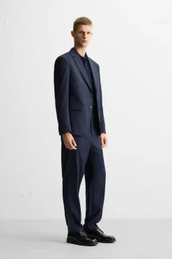 ZARA Blazers^BLAZER FATO QUADRADOS Azul