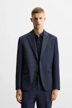 ZARA Blazers^BLAZER FATO QUADRADOS Azul