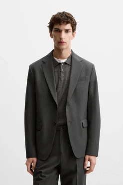 ZARA Blazers^BLAZER FATO QUADRADOS Cinzento-antracite