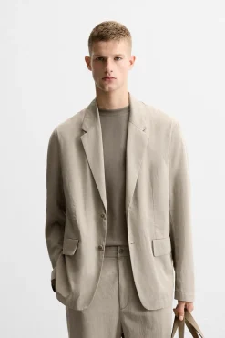 ZARA Blazers^BLAZER FLUIDO DE FATO Cinzentos