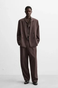 ZARA Blazers^BLAZER FLUIDO DE FATO Castanho-escuro