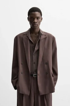 ZARA Blazers^BLAZER FLUIDO DE FATO Castanho-escuro