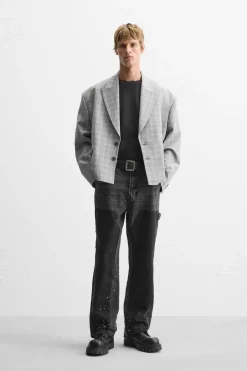 ZARA Blazers^BLAZER OVERSIZE FIT AOS QUADRADOS Cinzento
