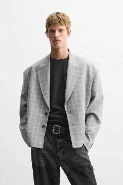 ZARA Blazers^BLAZER OVERSIZE FIT AOS QUADRADOS Cinzento