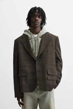 ZARA Blazers^BLAZER OVERSIZED AOS QUADRADOS Castanho