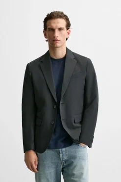 ZARA Blazers^BLAZER RELAXED FIT ALGODÃO - LIOCEL Azul-marinho