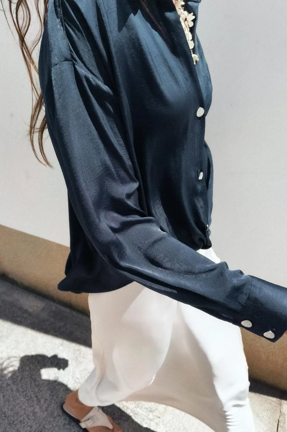 ZARA Camisas / Blusas^BLUSA ACETINADA NÓ Azul
