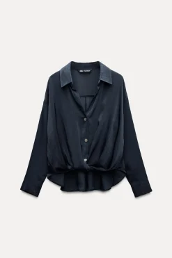 ZARA Camisas / Blusas^BLUSA ACETINADA NÓ Azul