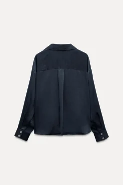 ZARA Camisas / Blusas^BLUSA ACETINADA NÓ Azul